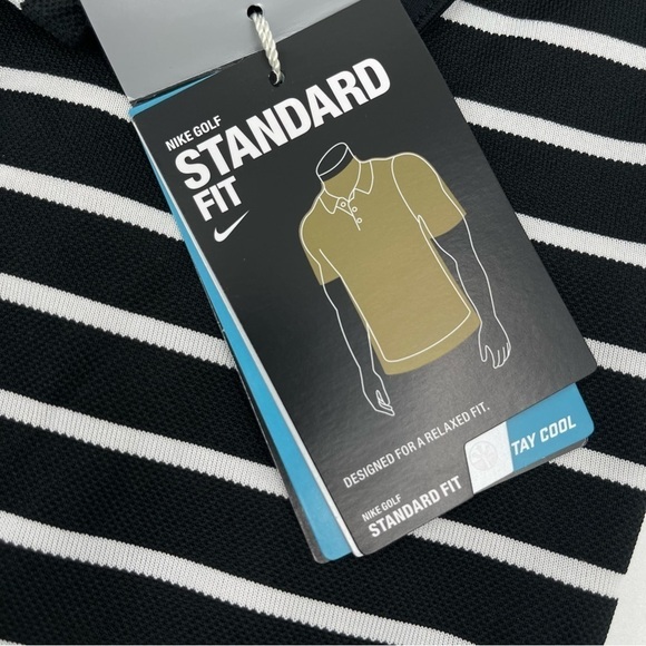 Nike Golf Men’s Size Small Icon Stripe Polo Shirt Black white NWT - Picture 9 of 12